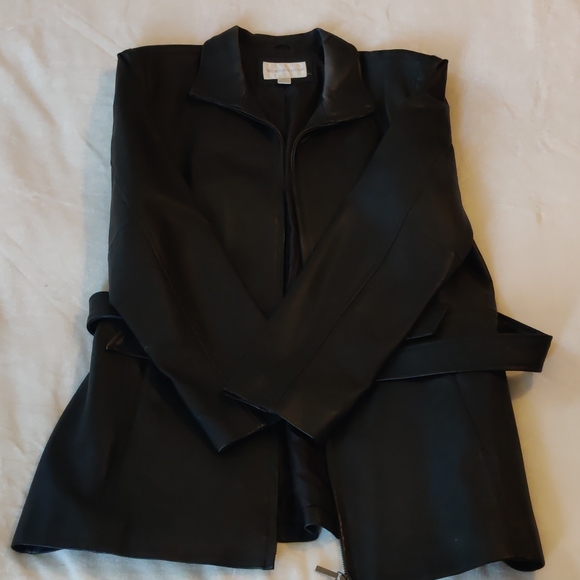 Worthington Black Leather Woman's Coat - Picture 6 of 8